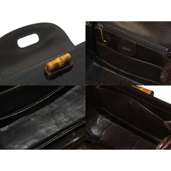 Gucci handbag shoulder bag brown crocodile bamboo leather - Picture 7 of 8